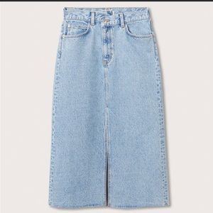 Mango Denim Midi Cotton Slit Skirt Asymmetric Waist